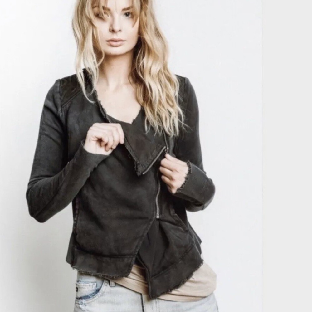 Free People Women's Washed Black Moto Jacket S